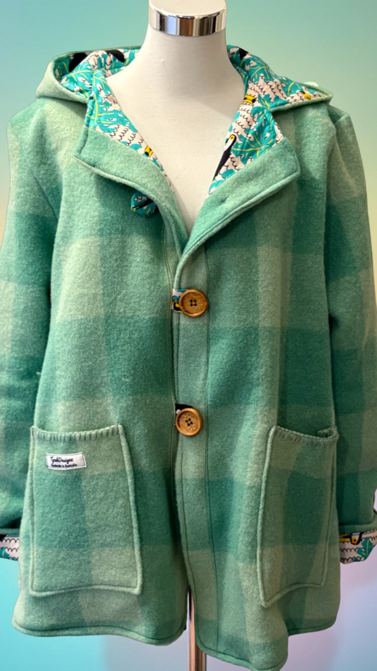 Vintage Recycled Wool Blanket Jacket - Size 16