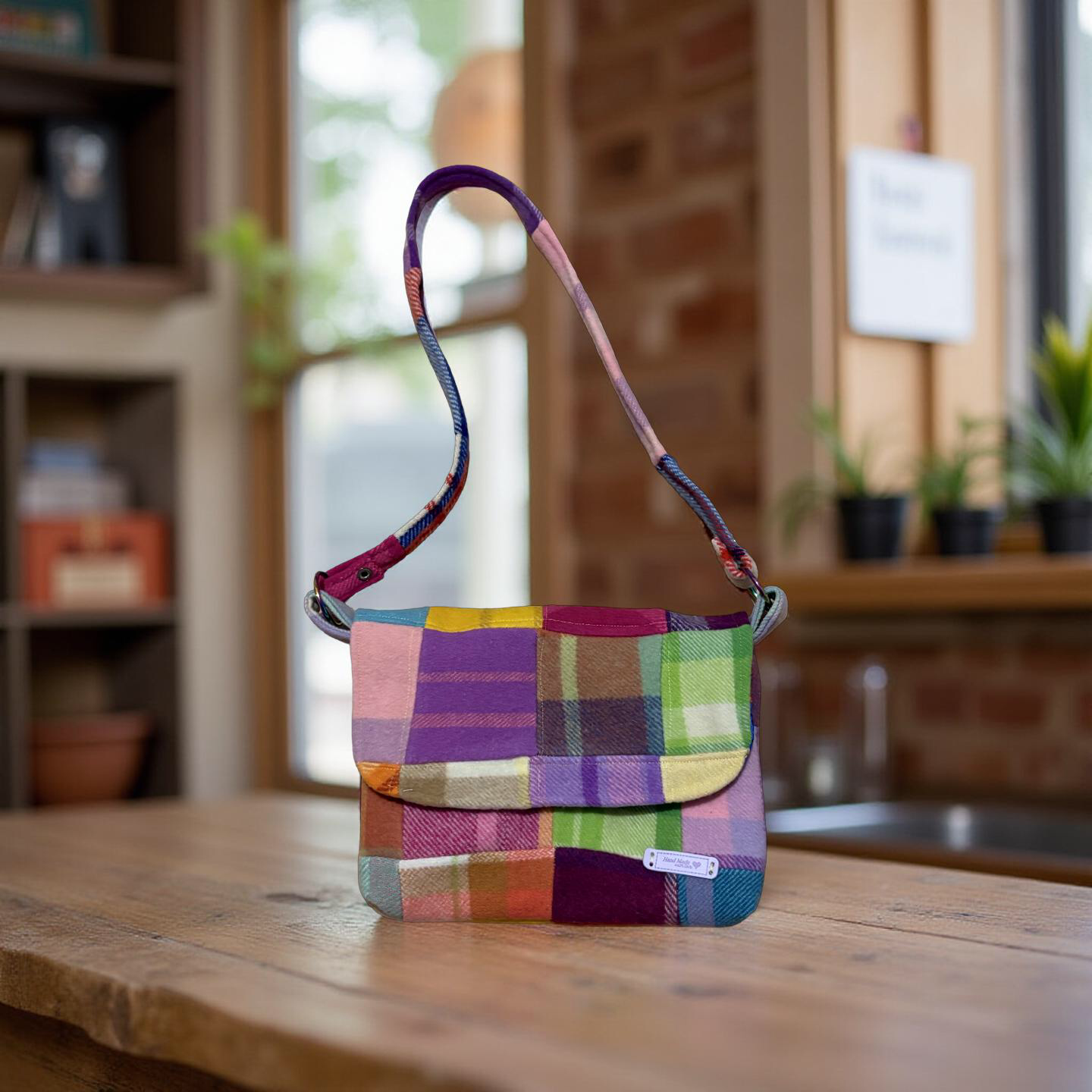 Recycled Vintage Wool Blanket Messenger Bag