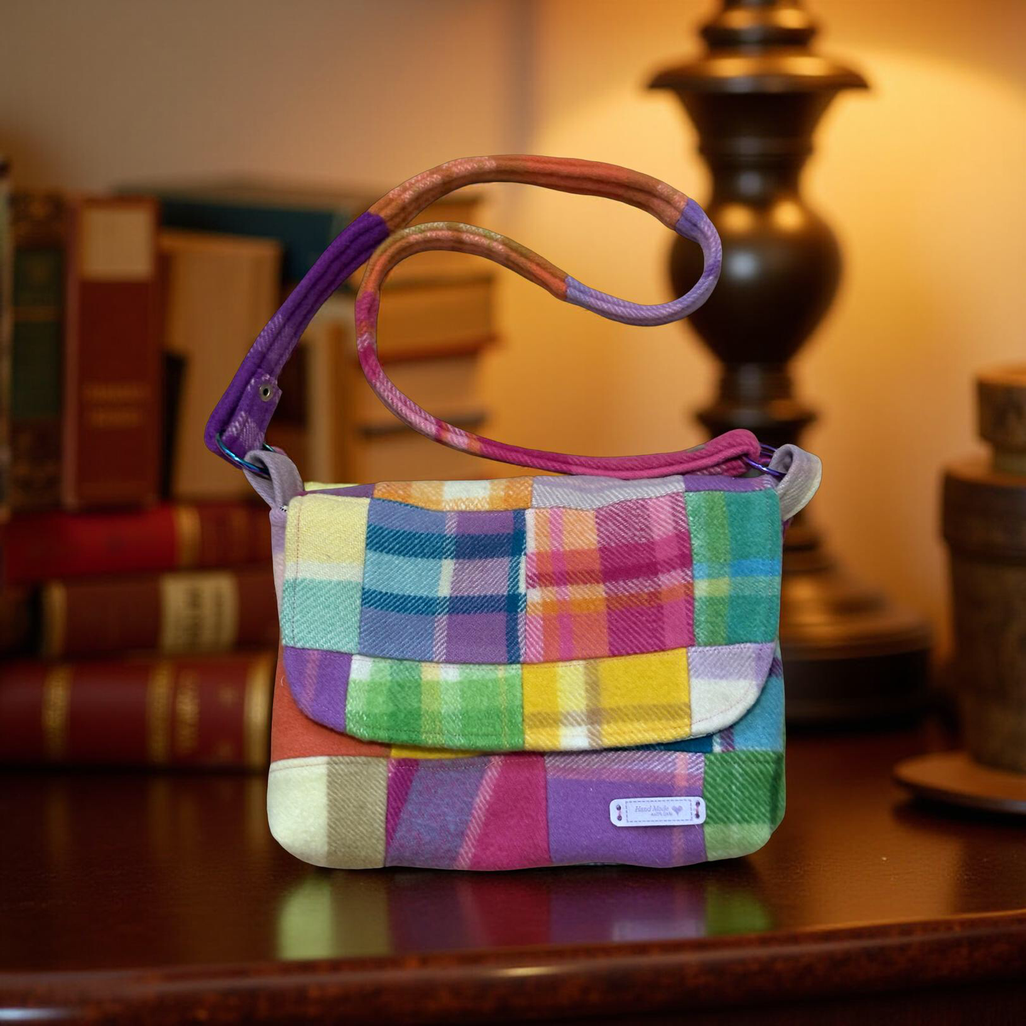 Recycled Patchwork Vintage Wool Blanket Messenger Bag