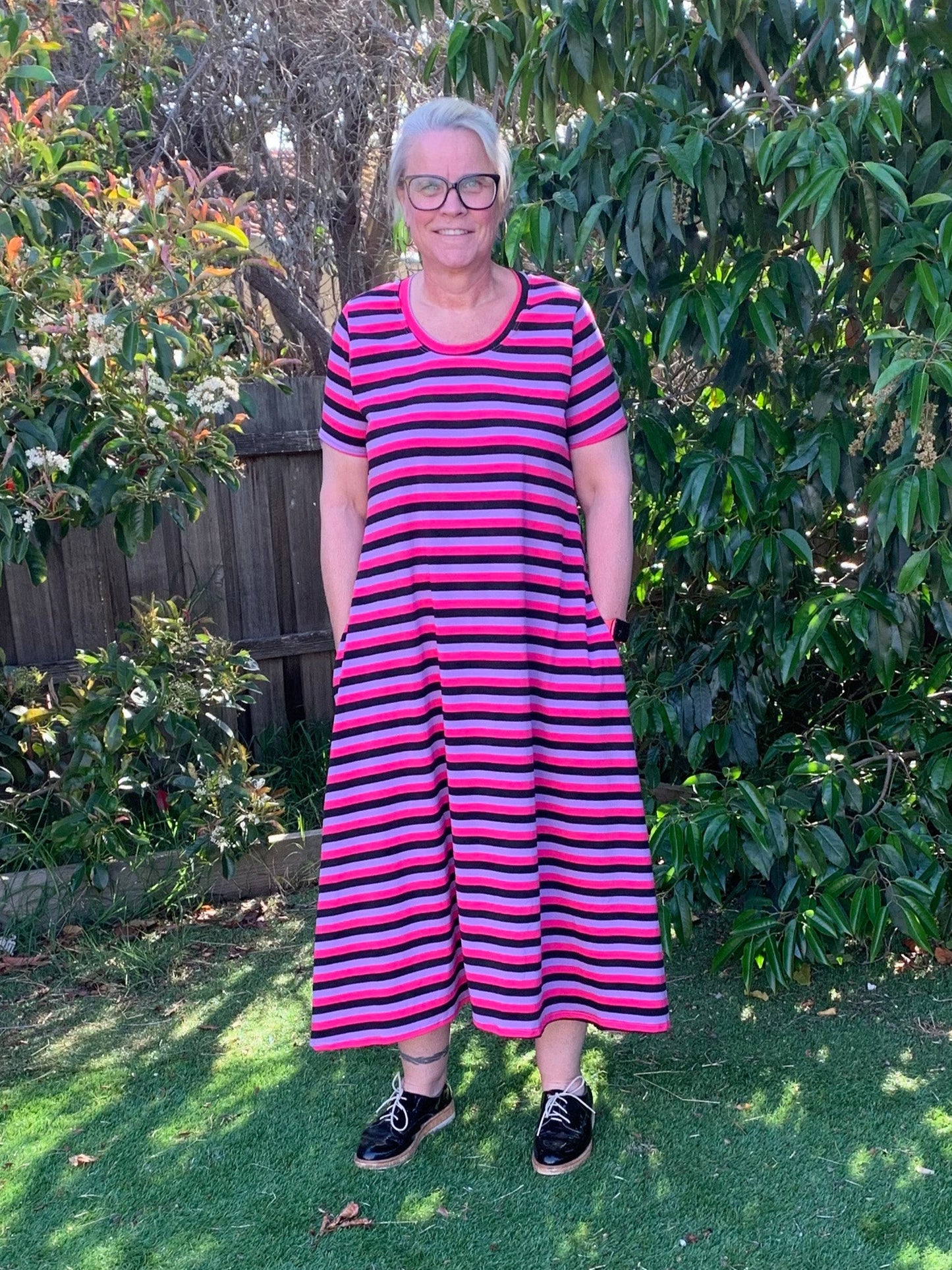 Tee shirt Dress Pink/Black- Size 12