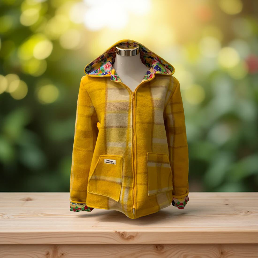 Vintage Recycled Wool Blanket Cropped Jacket - Size 14