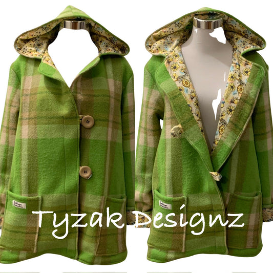 Recycled vintage wool blanket jacket - Size 14