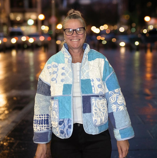 Vintage Chenille Patchwork Quilted oversized Jacket - Small