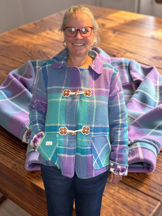 Vintage Recycled Wool Blanket Jacket - Size 14 (Copy)