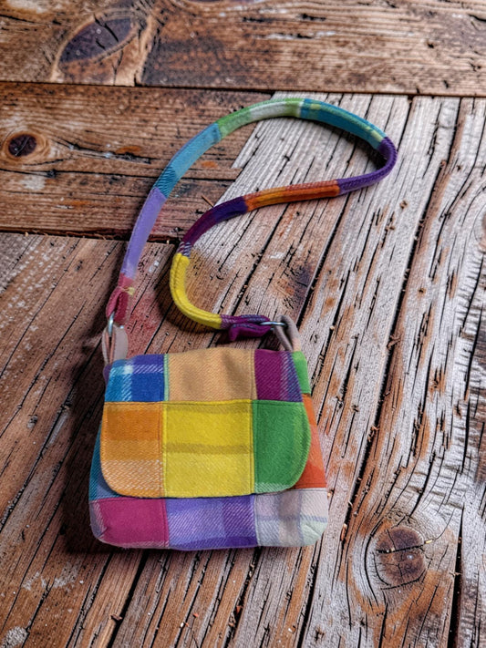 Recycled Patchwork Vintage Wool Blanket Messenger Bag
