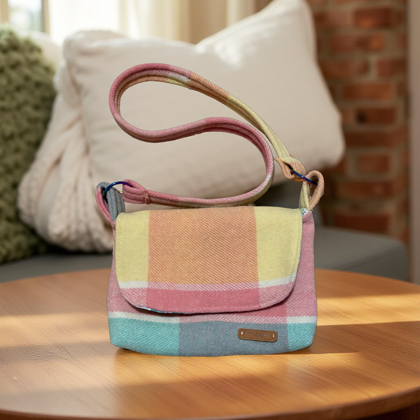 Recycled Patchwork Vintage Wool Blanket Messenger Bag