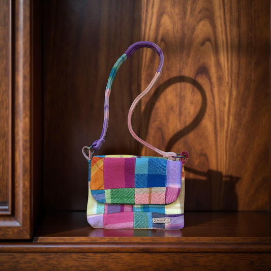 Recycled Patchwork Vintage Wool Blanket Messenger Bag