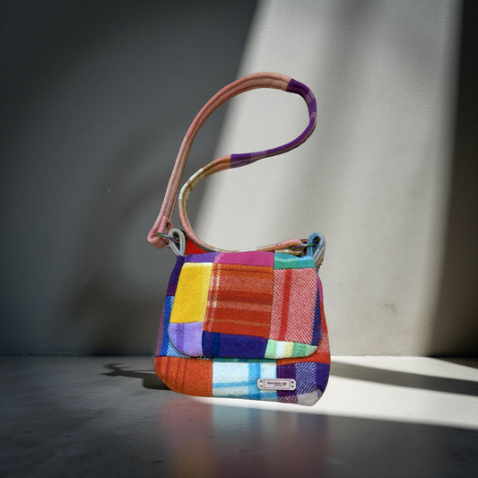 Recycled Patchwork Vintage Wool Blanket Messenger Bag