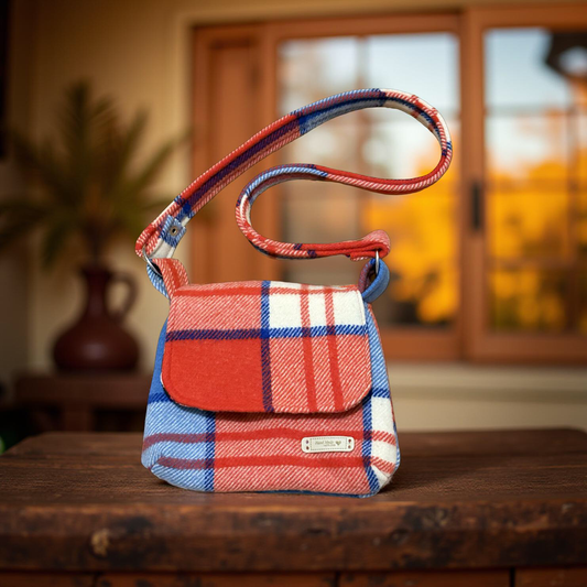 Recycled Vintage Wool Blanket Messenger Bag