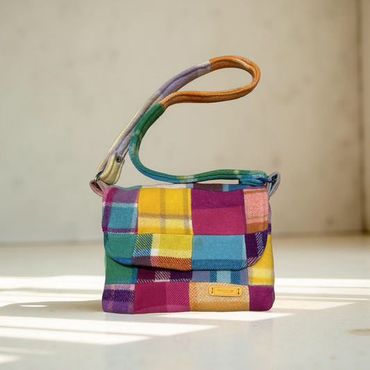 Recycled Patchwork Vintage Wool Blanket Messenger Bag