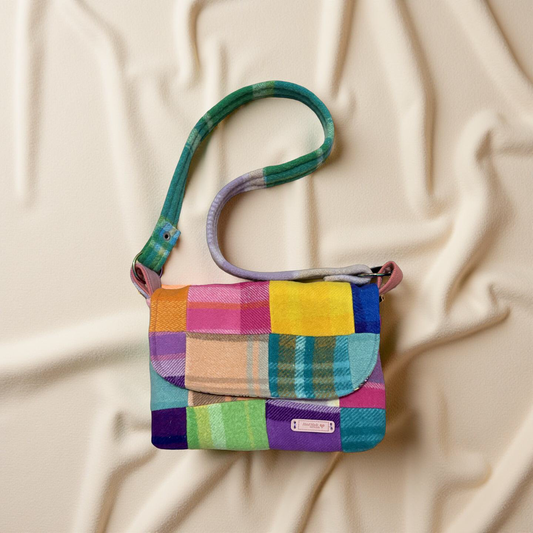 Recycled Patchwork Vintage Wool Blanket Messenger Bag