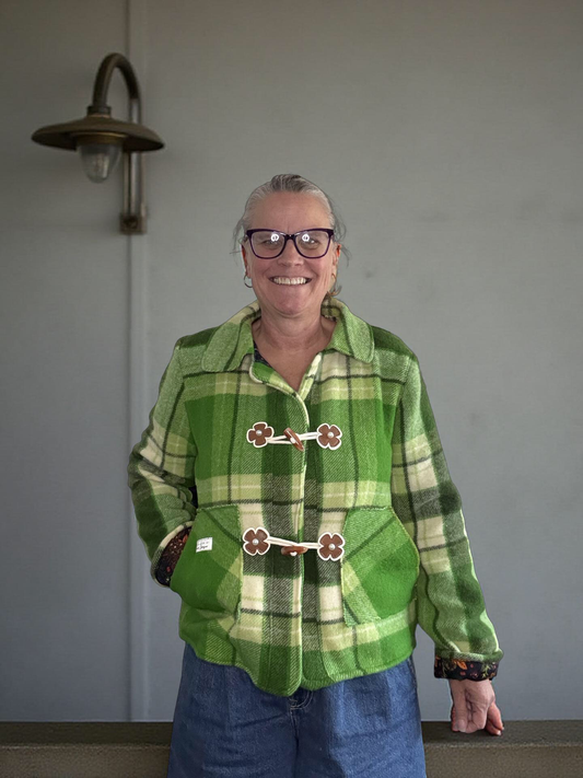 Vintage Recycled Wool Blanket Jacket - Size 12