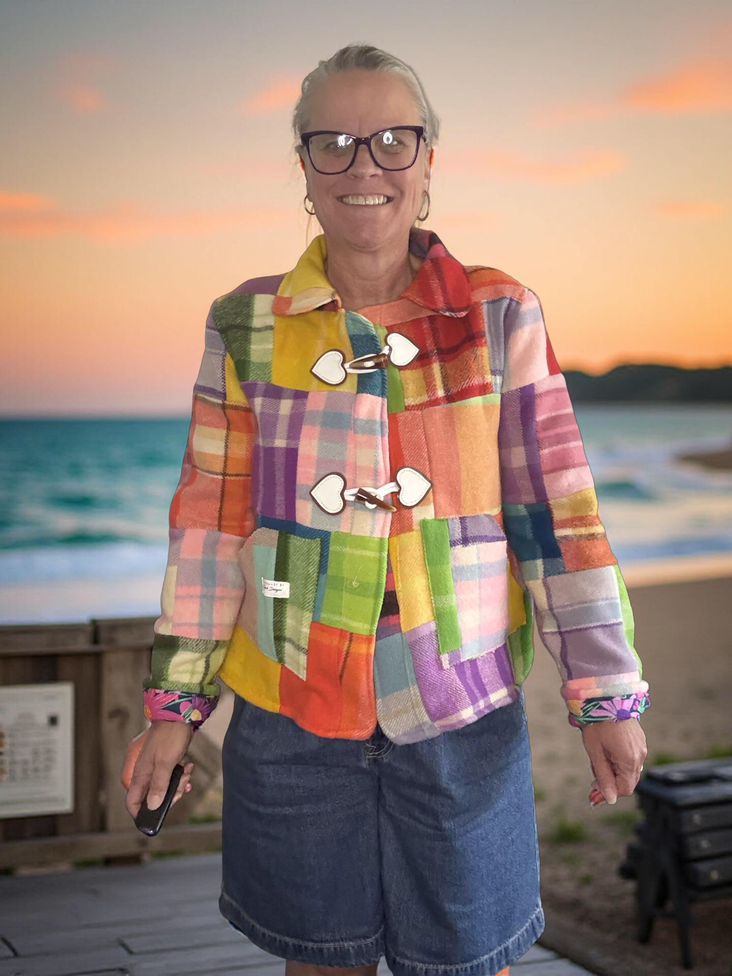 Vintage Recycled Patchwork Wool Blanket Jacket - Size 12