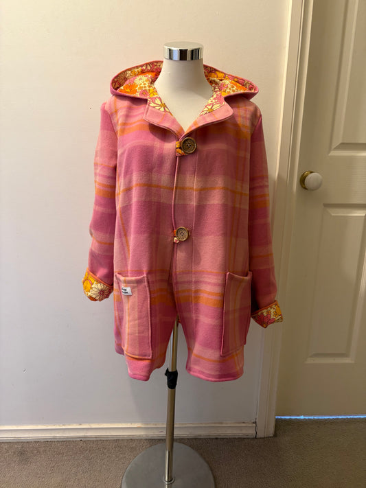 Vintage Wool Recycled Blanket Jacket - Size 10