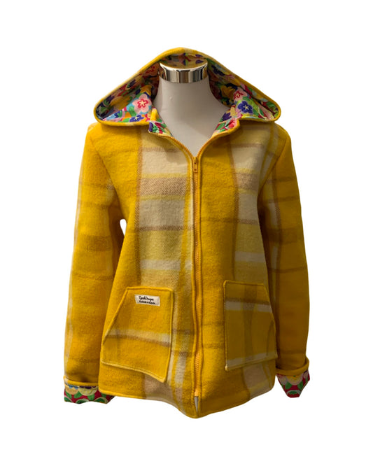 Vintage Recycled Wool Blanket Cropped Jacket - Size 14