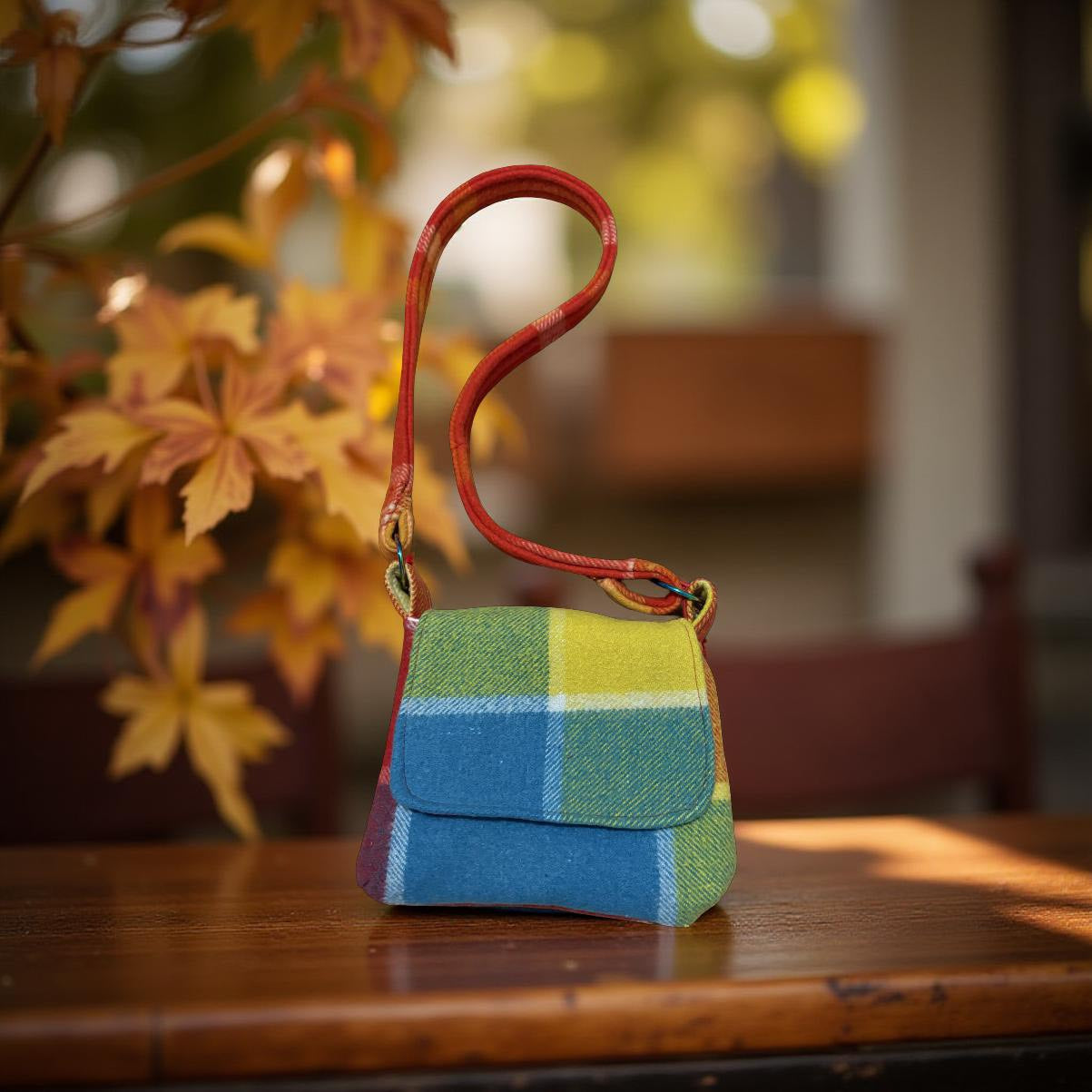 Recycled Vintage Wool Blanket Messenger Bag