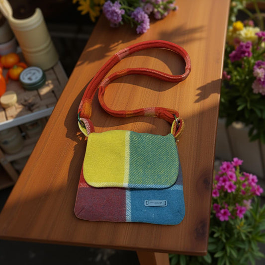 Recycled Vintage Wool Blanket Messenger Bag
